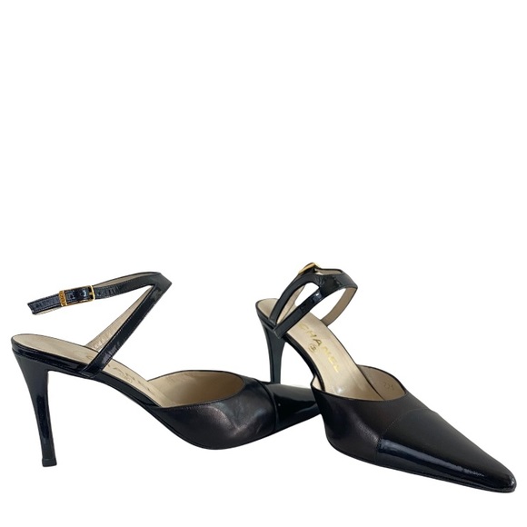 NIB Chanel Vintage Cap Toe Ankle Strap Buckle Pumps 37 - Picture 3 of 12